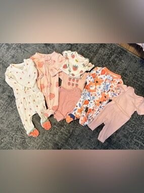 Bundle Preemie Baby Girls' Strawberry Print - Pink and White 7 Pieces